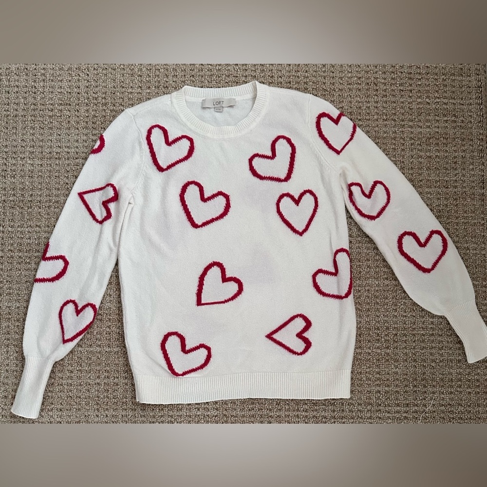 LOFT Heart Sweater XS